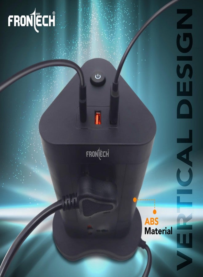 Frontech Power Tower | 9 Universal Sockets | 2 USB Ports + 1 Type-C | 5m Cable | 2500W Load | Child Safety Shutter | Vertical Multi-Plug Extension Board (FT-3564) - Image 4